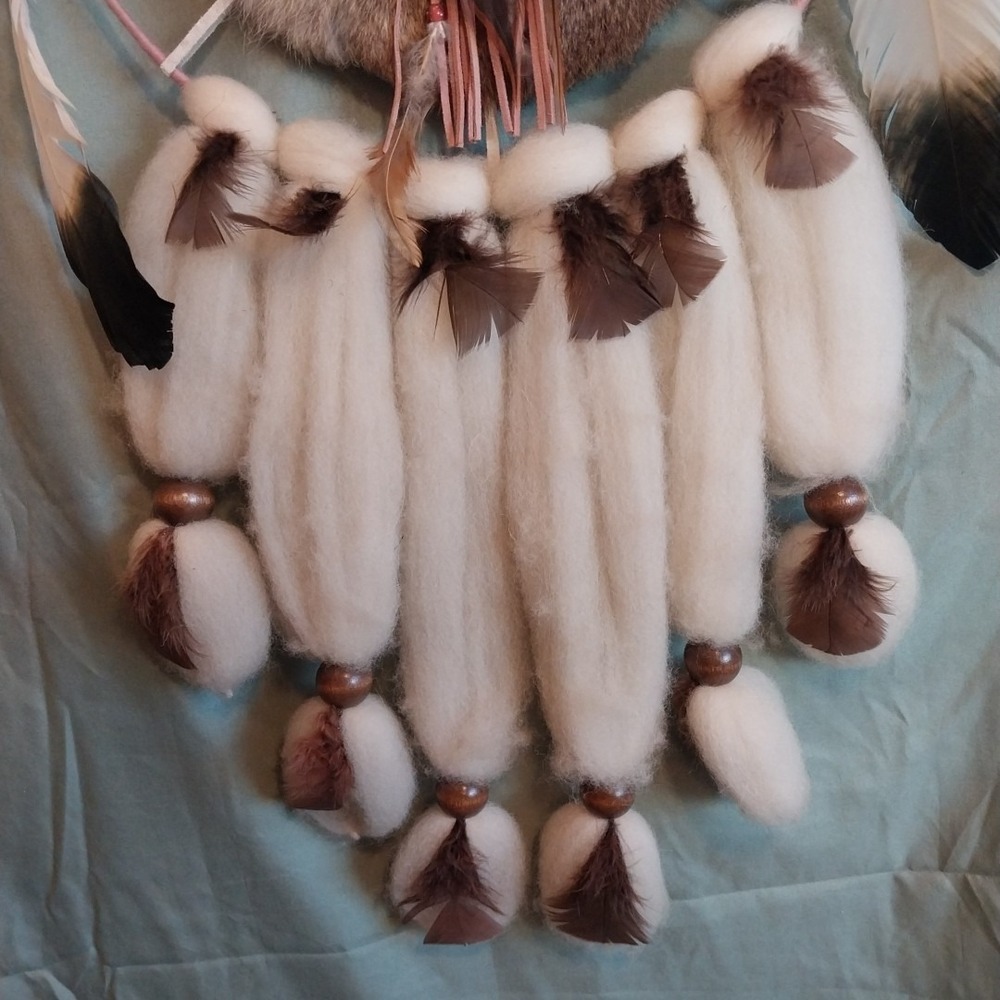 Dream Catcher Handmade Feathers Native American Mandella Shield Wall Hanging 28" - Picture 5 of 14